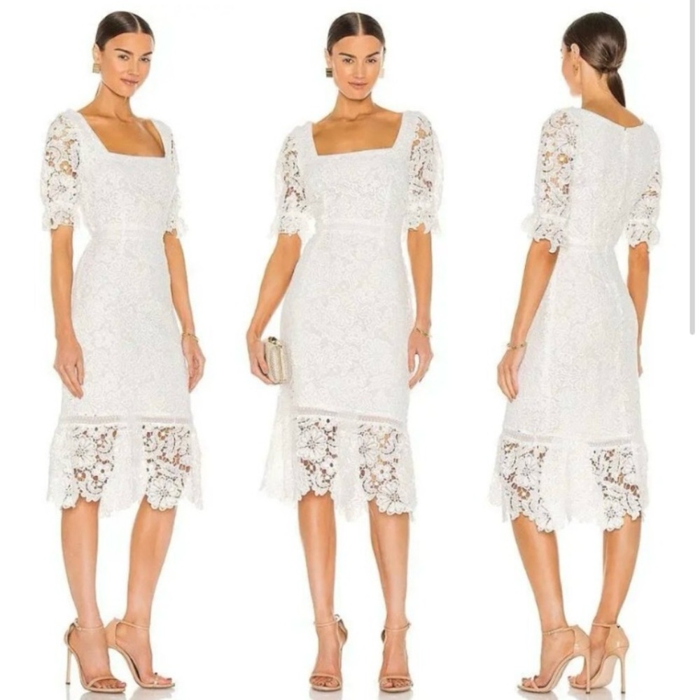 BB Dakota by Steve Madden white lace midi dress